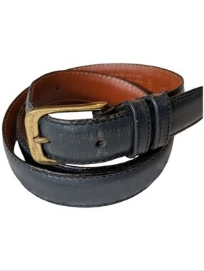 Coach Grey Leather Belt with Brass Buckle